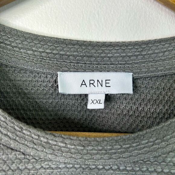 Arne Gray Crew Neck Short Sleeve Honeycomb Knit Casual T-Shirt Men's Size XXL - Picture 4 of 10